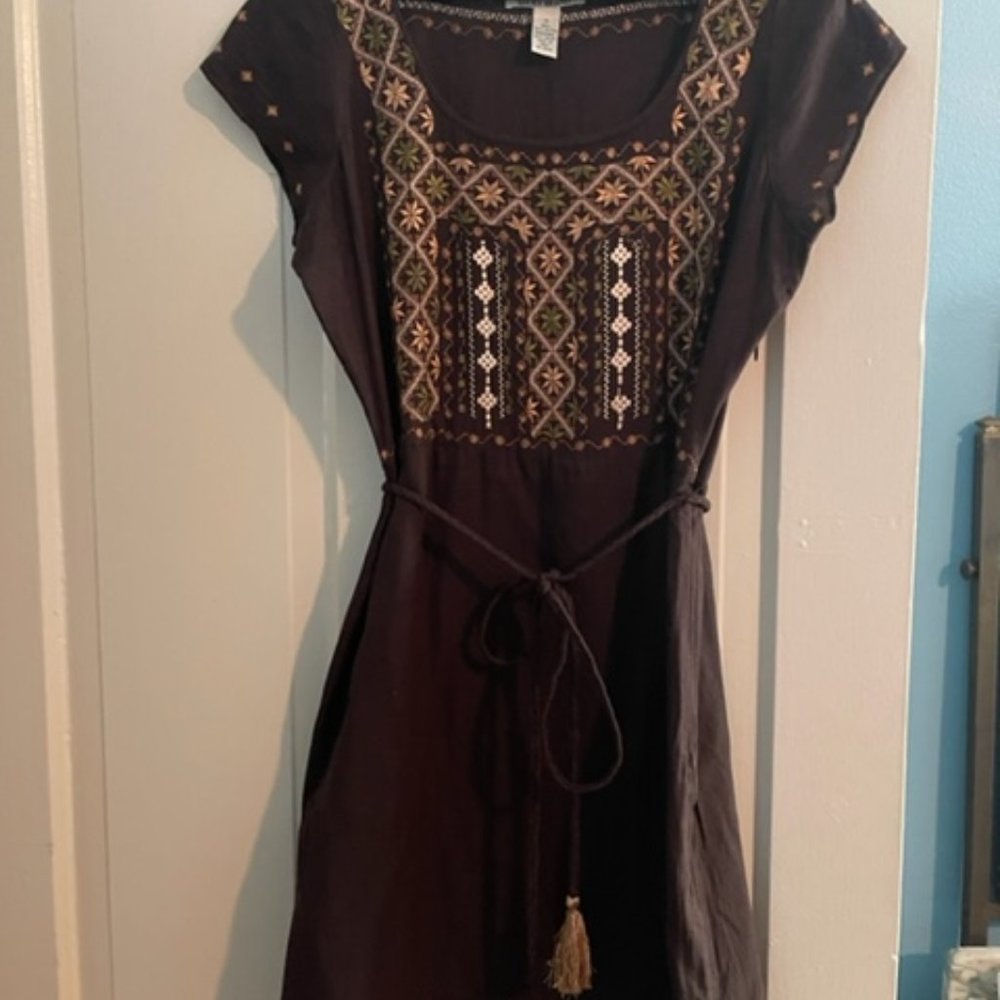 Lucky Brand summer cotton dress with needlework